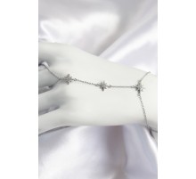 Pirinç Zirkon Taşlı Kutup Yıldızı Model Gümüş Renk Kadın Şahmeran - TJ-SN698