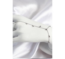 Pirinç Zirkon Taşlı Sallantılı Model Gümüş Renk Kadın Şahmeran - TJ-SN700