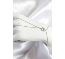 Pirinç Zirkon Taşlı Yıldız Model Gümüş Renk Kadın Şahmeran - TJ-SN702