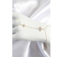 Pirinç Zirkon Taşlı Kutup Yıldızı Model Gold Renk Kadın Şahmeran - TJ-SN705