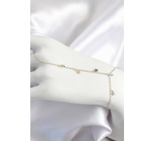 Pirinç Renkli Zirkon Taşlı Sallantılı Yıldızlı Model Gold Renk Kadın Şahmeran - TJ-SN707