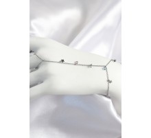 Pirinç Renkli Zirkon Taşlı Sallantılı Yıldızlı Model Gümüş Renk Kadın Şahmeran - TJ-SN708