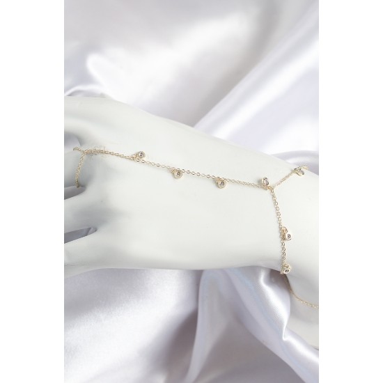 Pirinç Zirkon Taşlı Sallantılı Model Gold Renk Kadın Şahmeran - TJ-SN695