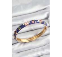 Mineli Pirinç Mor Çiçek Motifli Gold Kadın Kelepçe - TJ-BB7620