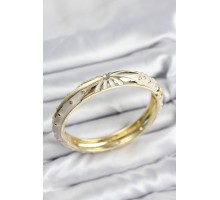 Mineli Pirinç Zirkon Taşlı Bej Desen Motifli Gold Kadın Kelepçe - TJ-BB7622
