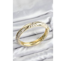 Mineli Pirinç Zirkon Taşlı Bej Desen Motifli Gold Kadın Kelepçe - TJ-BB7622