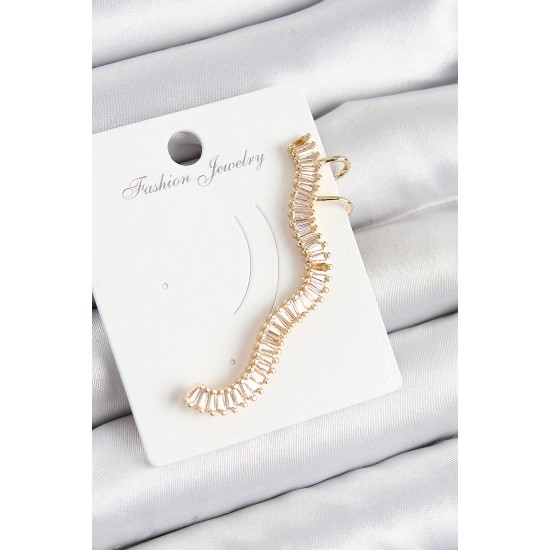 Pirinç Su Yolu Model Gold Renk Sağ Kıkırdak Küpe - TJ-BKP10985