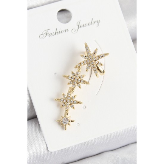 Pirinç Kutup Yıldızı Model Gold Renk Sağ Kıkırdak Küpe - TJ-BKP10987