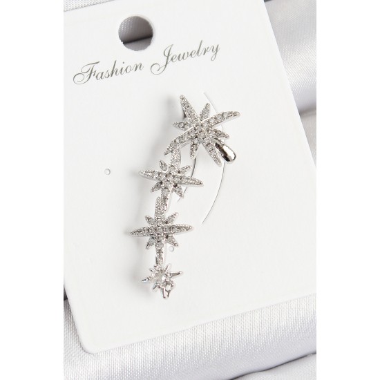 Pirinç Kutup Yıldızı Model Gümüş Renk Sağ Kıkırdak Küpe - TJ-BKP10988