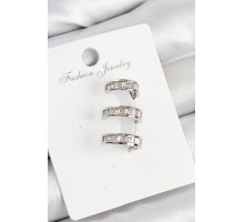 Pirinç Su Yolu Model Gümüş Renk Sağ Kıkırdak Küpe - TJ-BKP10989