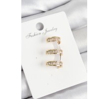 Pirinç Su Yolu Model Gold Renk Sağ Kıkırdak Küpe - TJ-BKP10990