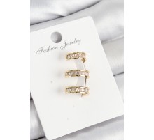 Pirinç Su Yolu Model Gold Renk Sağ Kıkırdak Küpe - TJ-BKP10990