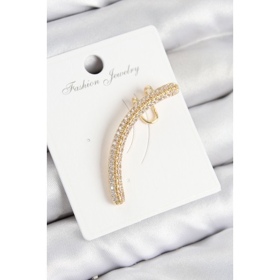 Pirinç Zirkon Taşlı Model Gold Renk Sağ Kıkırdak Küpe - TJ-BKP10992