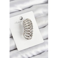 Pirinç Yay Model Gümüş Renk Sağ Kıkırdak Küpe TJ-BKP10993