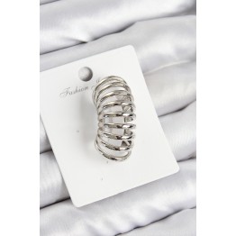 Pirinç Yay Model Gümüş Renk Sağ Kıkırdak Küpe TJ-BKP10993