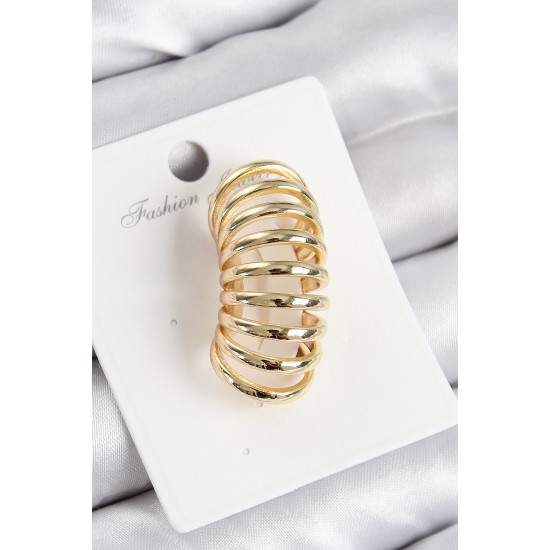 Pirinç Yay Model Gold Renk Sağ Kıkırdak Küpe - TJ-BKP10994