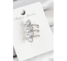 Pirinç Zirkon Taşlı Damla Model Gümüş Renk Sağ Kıkırdak Küpe - TJ-BKP10995