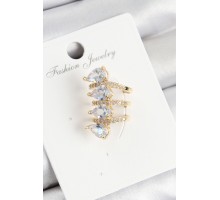 Pirinç Zirkon Taşlı Damla Model Gold Renk Sağ Kıkırdak Küpe - TJ-BKP10996