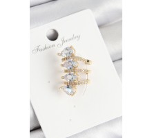 Pirinç Zirkon Taşlı Damla Model Gold Renk Sağ Kıkırdak Küpe - TJ-BKP10996