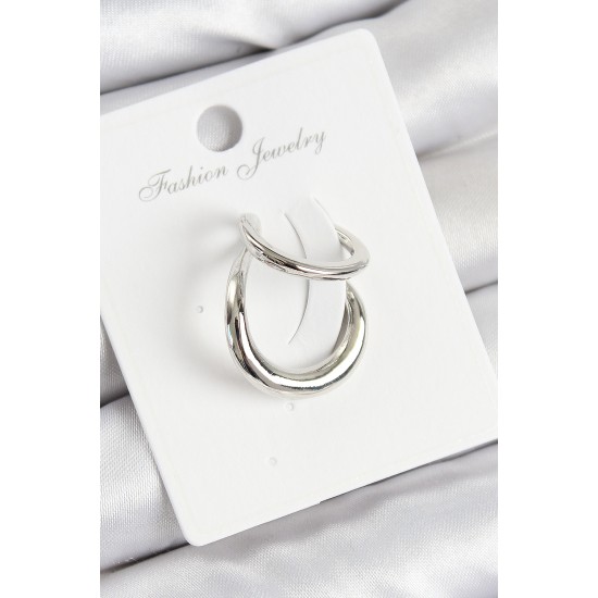 Pirinç Halka Model Gümüş Renk Sağ Kıkırdak Küpe - TJ-BKP10997