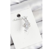 Pirinç Zirkon Taşlı Model Gümüş Renk Sağ Kıkırdak Küpe - TJ-BKP10999