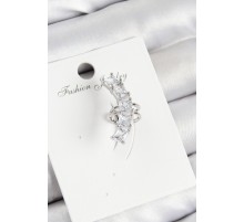 Pirinç Zirkon Taşlı Model Gümüş Renk Sağ Kıkırdak Küpe - TJ-BKP10999