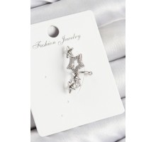 Pirinç Zirkon Taşlı Yıldız Model Gümüş Renk Sağ Kıkırdak Küpe - TJ-BKP11001