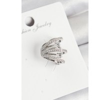 Pirinç Zirkon Taşlı Yay Model Gümüş Renk Sağ Kıkırdak Küpe - TJ-BKP11003