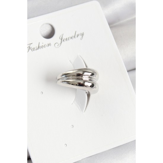 Pirinç Halka Model Gümüş Renk Sağ Kıkırdak Küpe - TJ-BKP11005