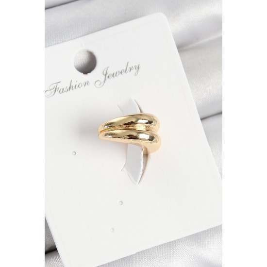 Pirinç Halka Model Gold Renk Sağ Kıkırdak Küpe - TJ-BKP11006