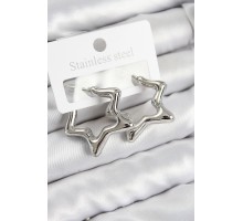 Pirinç Yıldız Model Gümüş Renk Kadın Küpe - TJ-BKP11011