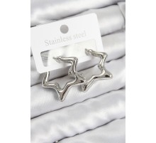 Pirinç Yıldız Model Gümüş Renk Kadın Küpe - TJ-BKP11011