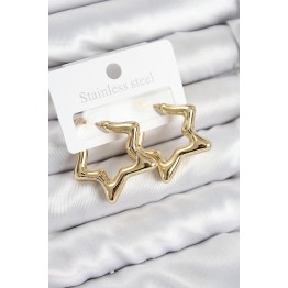 Pirinç Yıldız Model Gold Renk Kadın Küpe TJ-BKP11012