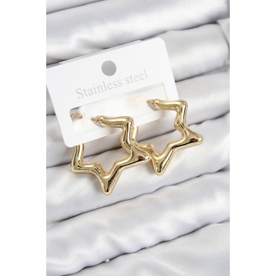 Pirinç Yıldız Model Gold Renk Kadın Küpe - TJ-BKP11012