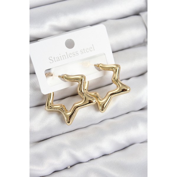 Pirinç Yıldız Model Gold Renk Kadın Küpe - TJ-BKP11012