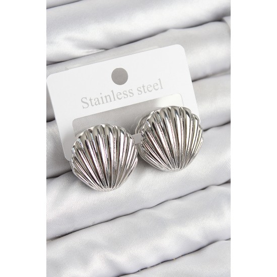 Pirinç İstiridye Model Gümüş Renk Kadın Küpe - TJ-BKP11013