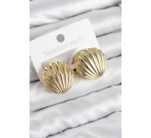 Pirinç İstiridye Model Gold Renk Kadın Küpe - TJ-BKP11014