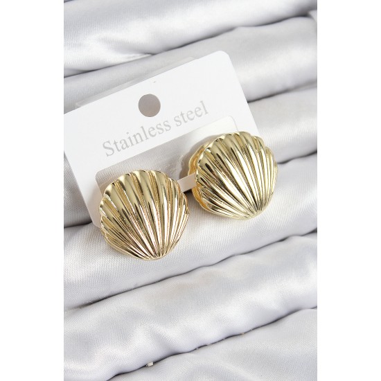 Pirinç İstiridye Model Gold Renk Kadın Küpe - TJ-BKP11014