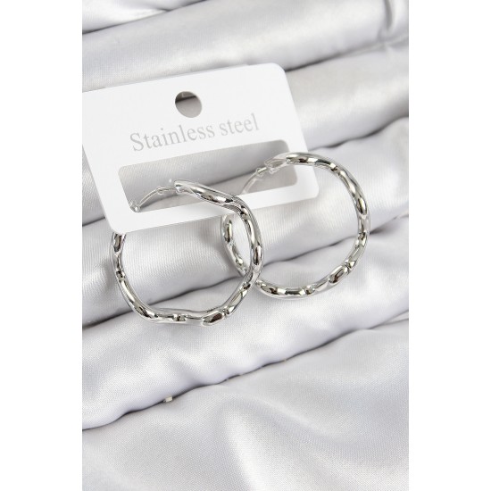 Pirinç Halka Model Gümüş Renk Kadın Küpe - TJ-BKP11015