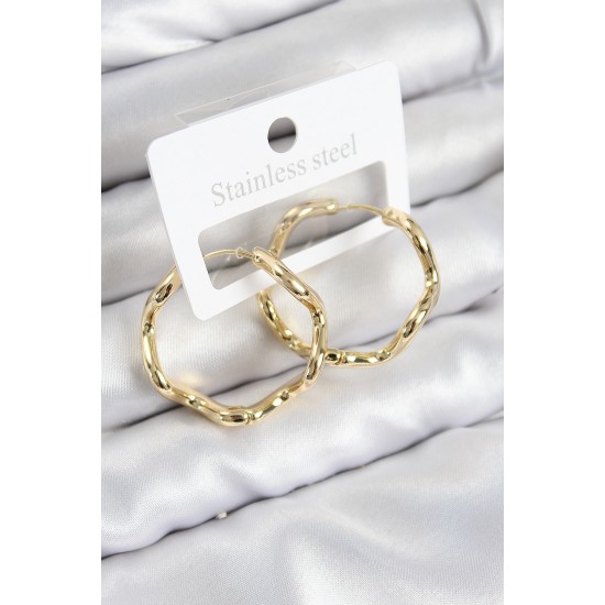 Pirinç Halka Model Gold Renk Kadın Küpe - TJ-BKP11016