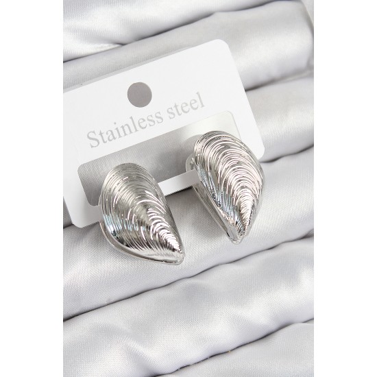 Pirinç İstiridye Model Gümüş Renk Kadın Küpe - TJ-BKP11017