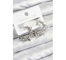 Pirinç Kıvrımlı Halka Model Gümüş Renk Kadın Küpe - TJ-BKP11019