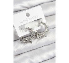 Pirinç Kıvrımlı Halka Model Gümüş Renk Kadın Küpe - TJ-BKP11019