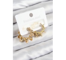 Pirinç Kıvrımlı Halka Model Gold Renk Kadın Küpe - TJ-BKP11020