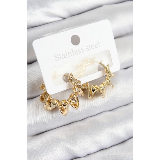Pirinç Kıvrımlı Halka Model Gold Renk Kadın Küpe - TJ-BKP11020