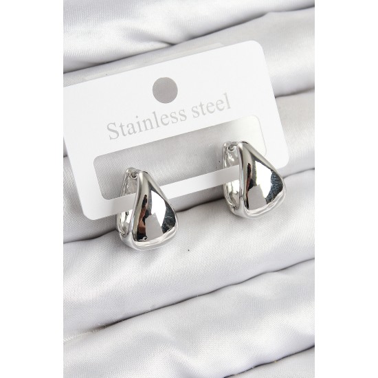 Pirinç Halka Model Gümüş Renk Kadın Küpe - TJ-BKP11021