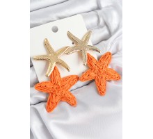 Pirinç Sallantılı Turuncu Deniz Yıldızı Model Gold Renk Hasır Küpe - TJ-BKP11028