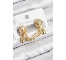 Pirinç Çizme Model Gold Renk Kadın Küpe - TJ-BKP11034