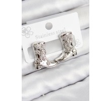 Pirinç Çizme Model Gümüş Renk Kadın Küpe - TJ-BKP11035