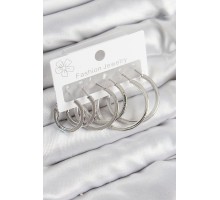 Pirinç Halka Model Gümüş Renk Kadın Set Küpe - TJ-BKP11038